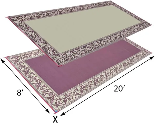 Vista 3 de Tapete clásico de estilo para campamento color borgoña y beige. Reversible. 8 x 20 pulgadas. RC5 Borgoña/beige