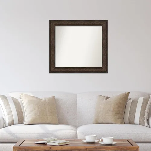 Vista 530 de Amanti Art Espejo de pared personalizado no biselado (25 x 25 pulgadas), marco de bronce acentuado, varios tamaños personalizados, espejo de baño