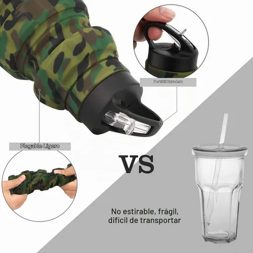 Vista 5 de Botella de agua plegable de viaje de 19.6 onzas, botellas de agua plegables de silicona reutilizables para gimnasio, campamento, senderismo, botella