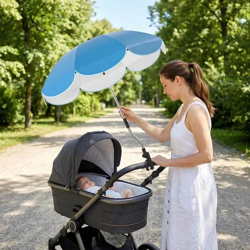 Vista 5 de Sombrilla de 30 pulgadas con abrazadera, sombrilla impermeable para niños al aire libre, paraguas con clip en sillas de playa, cochecitos, sillas