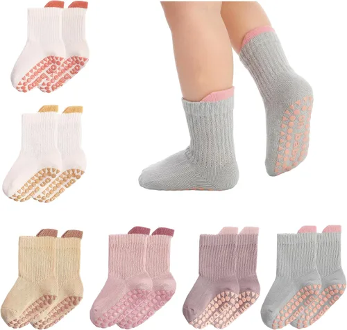 Vista 10 de 6/8 Pairs Toddler Baby Grippy Socks, Cute Seamless Non Slip Grip Ankle Socks for Toddler Girls Boys Kids, 1-5 Y