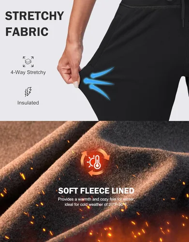 Vista 5 de G Gradual Pantalones deportivos con forro polar para mujer, de cintura alta, resistentes al agua, térmicos, para invierno, correr, senderismo