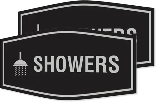 Vista 44 de Fancy Showers - Letrero (negro/plateado), tamaño mediano