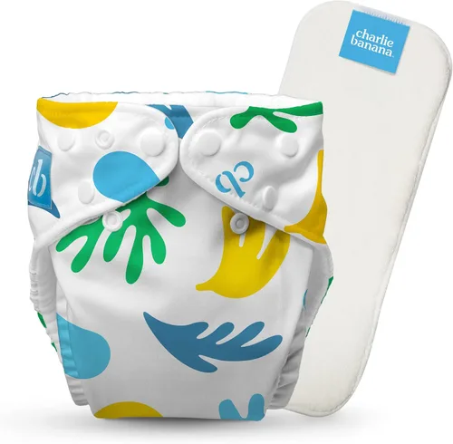 Vista 21 de Charlie Banana Pañales de tela, reutilizables, lavables, ajustables, talla única, para bebés y niños pequeños, con inserto absorbente, aviador