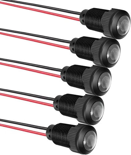 Vista 14 de Gebildet 5 piezas de luz piloto indicadora LED de plástico AC/DC 12-24V, tamaño del orificio de montaje 12 mm (rojo/naranja/azul/verde/blanco)