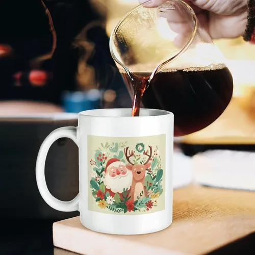 Vista 5 de Coffee Mugs Ceramic Reindeer Santa Claus Travel Coffee Mug Christmas Birthday Day Gifts Winter Holiday Retro Personalized Gifts for Birthday