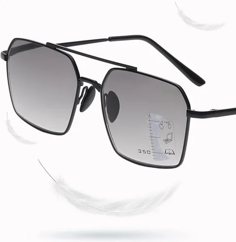 Vista 2 de Gafas de lectura para exteriores 2.0, lentes de sol fotocromáticas progresivas multifocal, lector de computadora, lentes de marco de metal negro