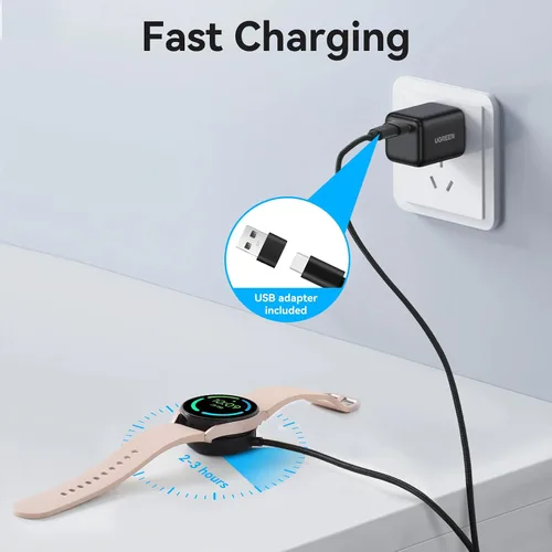 Vista 5 de ELUTENG Cargador para Samsung Galaxy Watch 7 6 5 4 3.3FT/1M USB C Cable de carga inalámbrica Dock con adaptador USB Cable de carga magnético Cable