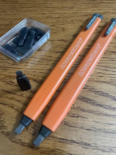 Vista 8 de Swanson Tool Co CP216 AlwaysSharp - Lápiz mecánico recargable para carpintero, paquete de dos, con 8 puntas de grafito negro de repuesto adicionales