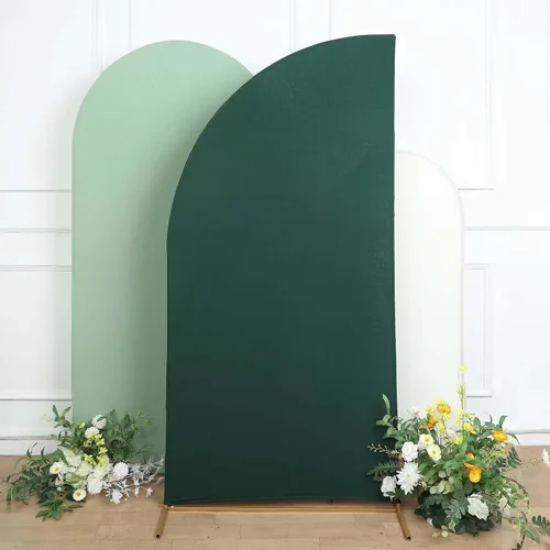 Vista 121 de Efavormart - Juego de 4 fundas de elastano beige para arco de media luna, fundas de telón de fondo Chiara de 2.5 pies a 7 pies para escenarios