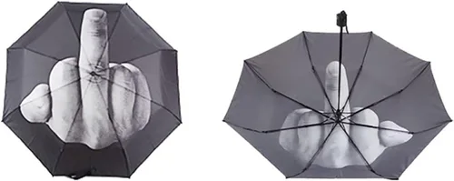 Vista 4 de YINGHUA Paraguas de lluvia vertical para hombre y mujer, diseño divertido, paraguas plegable con diseño soleado y lluvia, paraguas de personalidad