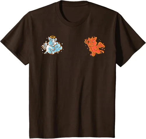 Vista 37 de Camiseta de gato ángel y diablo sentado en tu hombro Nerd Kitten, Negro