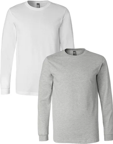 Vista 151 de Canvas Filmore 3501 - Camiseta de 4.2 onzas para hombre manga larga (1) Ceniza + (1) Jaspeado atlético