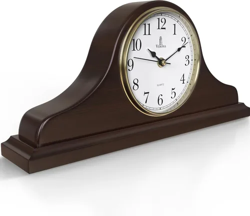 Vista 11 de Reloj de Repisa a Batería - Reloj de Repisa de Madera - 15x7.5 pulgadas - Silencioso, Hecho de Madera Real y Fácil de Leer - para Decoración de Sala