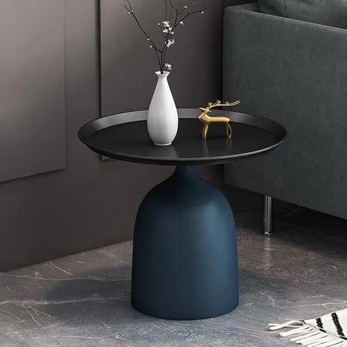 Vista 2 de Mesa de Centro Mesa de centro creativa pequeña bandeja de metal mesa auxiliar redonda moderna simple almacenamiento mesa de té luz de lujo
