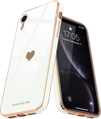 Vista 14 de Teageo Funda compatible con iPhone Xr para mujeres niñas lindo corazón de amor lujoso brillante chapado cubierta trasera suave protección completa