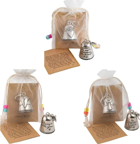 Vista 2 de Creative Blessing Bell Friends are Angels by Your Side Always with You Tiny Silver Bell, regalo adecuado para amigos o seres queridos, decoraciones