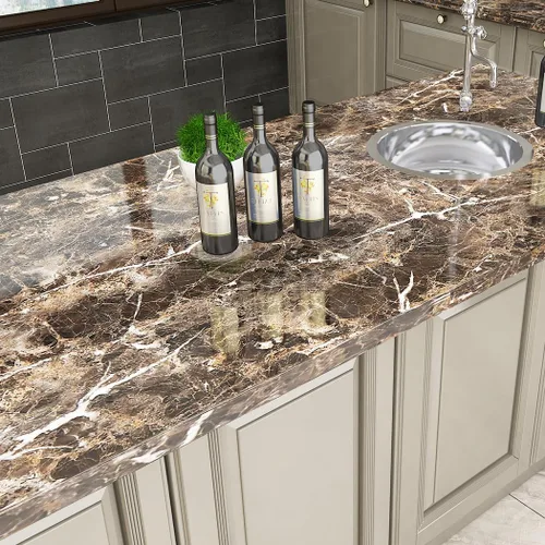 Vista 5 de Livelynine - Papel tapiz de diseño mármol marrón oscuro