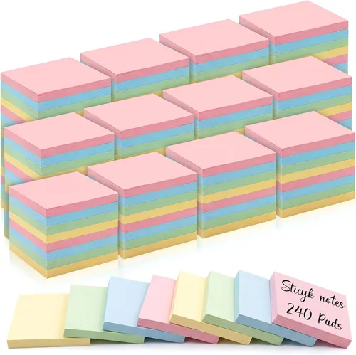 Vista 11 de Fainne Paquete de 120 notas adhesivas a granel de 3 x 3 pulgadas, bloc de notas autoadhesivas de papel multicolor para suministros escolares