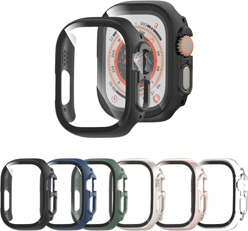 Vista 15 de 6 Pack de fundas rígidas de PC con protector de pantalla de vidrio templado para Apple Watch 40mm SE 3/SE (2ª Gen) Series 6/SE/5/4, Rontion - Funda