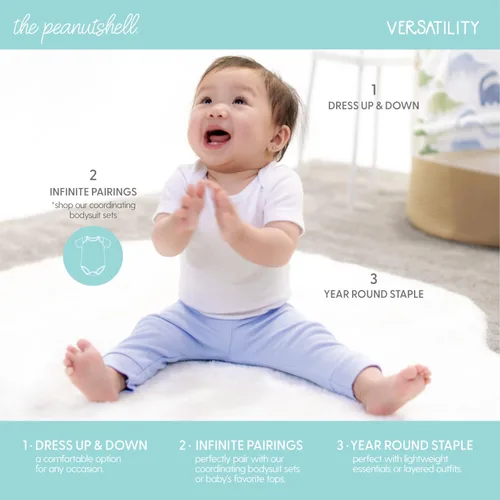 Vista 3 de The Peanutshell Pantalones de bebé para niños, camuflaje azul, paquete de 5