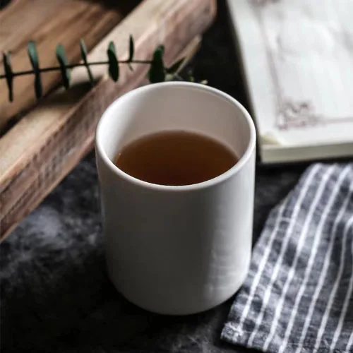 Vista 4 de Taza recta sin mango de cerámica de color sólido, tazas para beber, soporte para cepillo de dientes, adecuado para su uso en hoteles, hogares