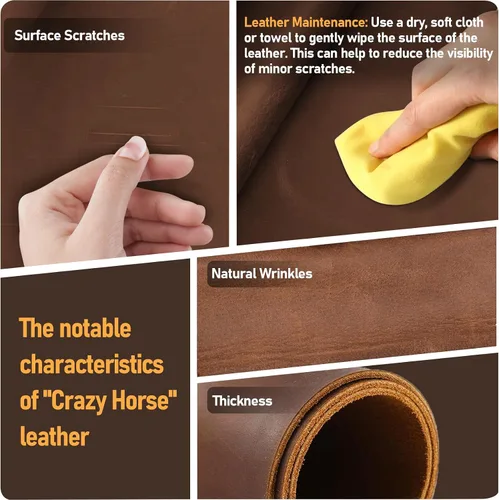 Vista 5 de ACCKUO Funda de cuero genuino compatible con iPhone 17, 16, 17e, 16e, funda de teléfono estilo vaquero, color marrón
