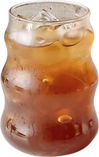 Vista 8 de Ochine Vasos acanalados para beber – Vasos de vidrio para vino, café, cócteles, expreso, té helado, agua, bebidas, jugo y cerveza