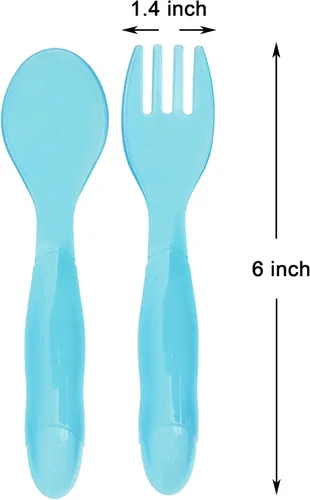 Vista 2 de Youngever 18 utensilios de plástico para niños pequeños, tenedores de plástico para niños, tamaño grande, apto para lavavajillas, juego de 9 en 9