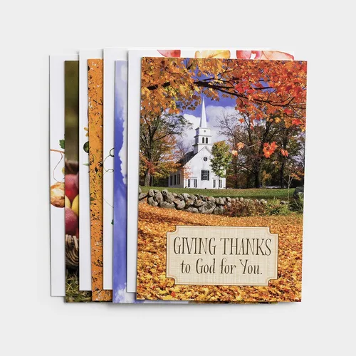 Vista 2 de DaySpring - Bendiciones de Acción de Gracias - Surtido de 8 diseños de otoño con Escritura - 24 tarjetas y sobres en caja de Acción de Gracias