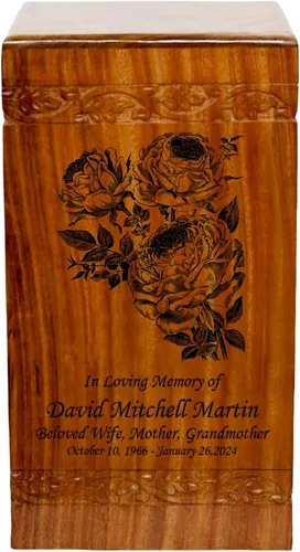Vista 21 de Urna de cremación de madera, urna funeraria humana de gran tamaño con personalización (mariposas)