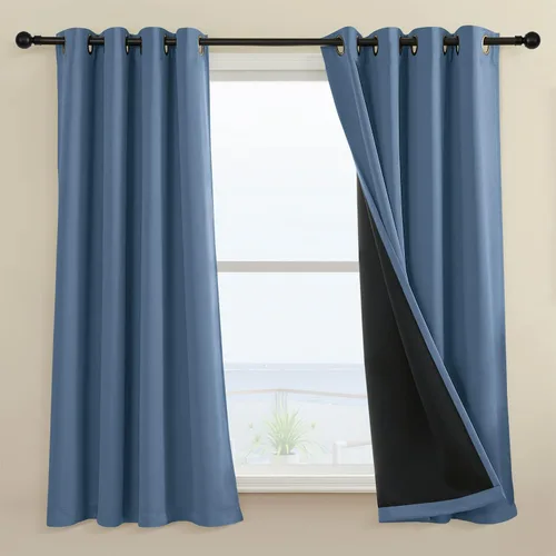 Vista 47 de Rutterllow - Cortinas 100% opacas, paneles de cortina con ojales, aislamiento térmico y bloqueo de luz para habitación y sala de estar