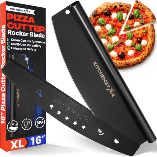 Vista 13 de Cortador de Pizza KitchenStar - Cuchillo de corte de acero inoxidable 304 con hoja súper afilada, mecanismo de eje anti-vacilación, mango ergonómico
