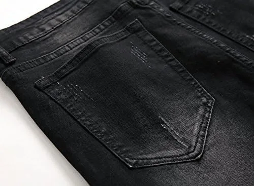 Vista 8 de Liuhond Skinny Slim Fashion - Jeans elásticos de motociclista de Hip Hop con agujeros rectos rasgados.