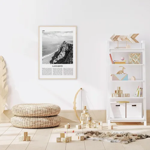Vista 4 de Impresión de Lanzarote en blanco y negro, arte de pared de Lanzarote, póster de Lanzarote, foto de Lanzarote, Canarias, España, Canarias, Lanza