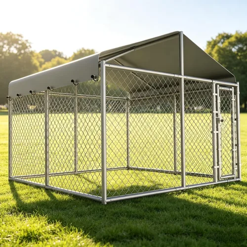 Vista 9 de Perrera para Perros al Aire Libre con Techo, Recinto Grande para Correr Perros, Corrales Exteriores de Servicio Pesado Casa Parque