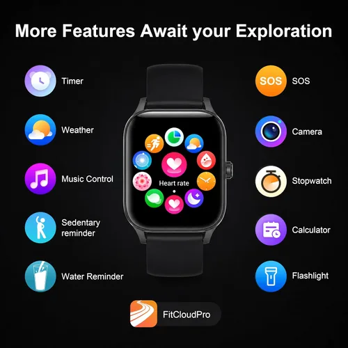 Vista 8 de Smart Watch for Men Women (Answer/Make Calls) 1.85" HD Step Activity Black Fitness Tracker Smartwatchr for Android iPhone Phones with Heart