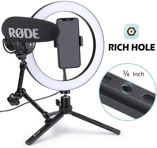 Vista 3 de Zeadio Trípode ajustable de metal, soporte de trípode de escritorio de 4 alturas ajustables, se adapta a Smooth 4, Crane Plus, Osmo Mobile, Ronin-S