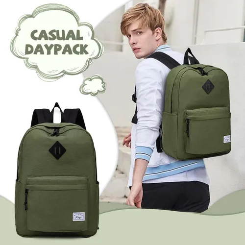 Vista 6 de Kasqo Mochila para mujeres y hombres, mochila clásica ligera y resistente al agua para adolescentes, niñas, niños, mochila informal de viaje escolar
