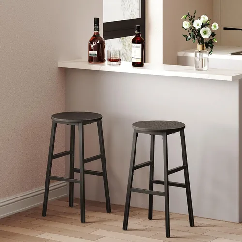 Vista 5 de MAHANCRIS Taburetes de bar, juego de 2 sillas de bar redondas con reposapiés, taburetes de bar de desayuno de cocina de 24.4 pulgadas, taburetes