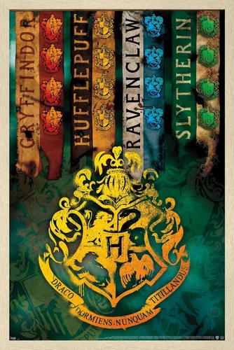 Vista 7 de Trends International The Wizarding World: Harry Potter - Póster de pared con crestas de la casa, 14.725 x 22.375 pulgadas, versión enmarcada