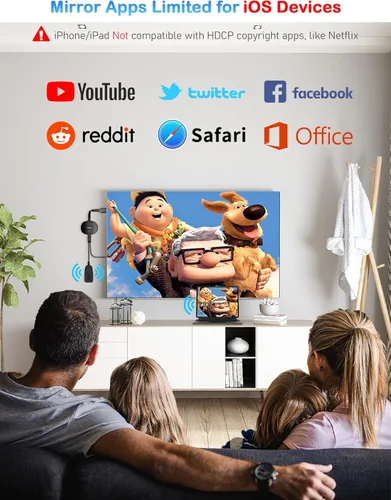 Vista 5 de Adaptador de dongle inalámbrico de pantalla HDMI 2026 4K Decod – Receptor de espejo de pantalla fundido archivo de audio de teléfono, tableta Negro