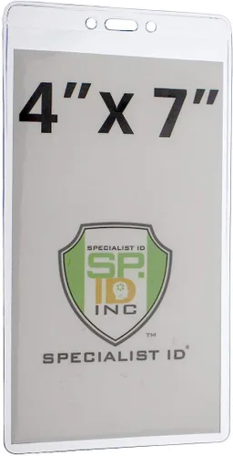 Vista 6 de Soporte extra grande de 4 1/8 x 7 1/2 para boletos e insignias, plástico transparente resistente de 4 x 7 pulgadas, protector de tarjetas