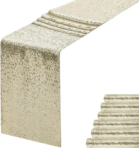 Vista 8 de Camino de mesa de lentejuelas negras de 12 x 72 pulgadas, paquete de 6 caminos de mesa con purpurina para decoración de fiestas, baby shower
