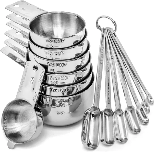 Vista 6 de Hudson Essentials Juego de tazas y cucharas medidoras de acero inoxidable (1 pieza, 2 tazas)