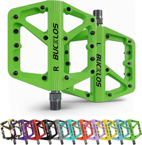 Vista 16 de BUCKLOS Pedales de Bicicleta de Montaña MTB Pedales Planos, Bicicleta de Carretera para Adultos Plataforma Grande Pedal Antideslizante de Nylon