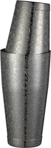 Vista 9 de Juego de agitador Boston Shaker de acero inoxidable con patrón grabado, coctelera pesada con imágenes de cócteles
