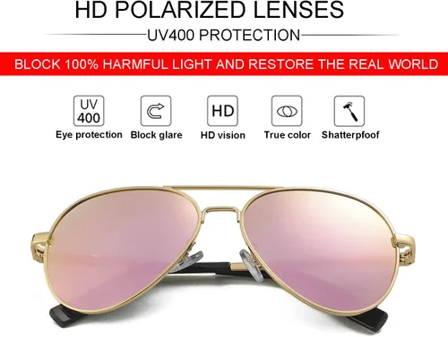 Vista 21 de Gafas de sol polarizadas de aviador pequeñas para niñas y niños de 4 a 16 años