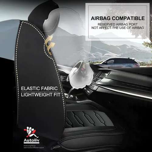 Vista 4 de AOMSAZTO Funda de asiento de automóvil para Toyota Tacoma 2016-2023, juego completo de 5 asientos, cojín de cuero para asiento de automóvil