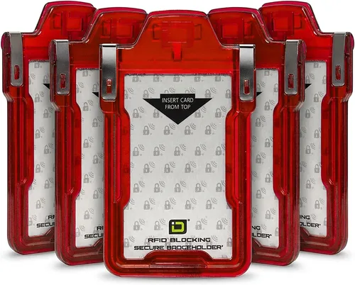 Vista 10 de Identity Stronghold - Soporte seguro para tarjetas RFID para 1 tarjeta, soporte para tarjetas de identificación de plástico duro resistente